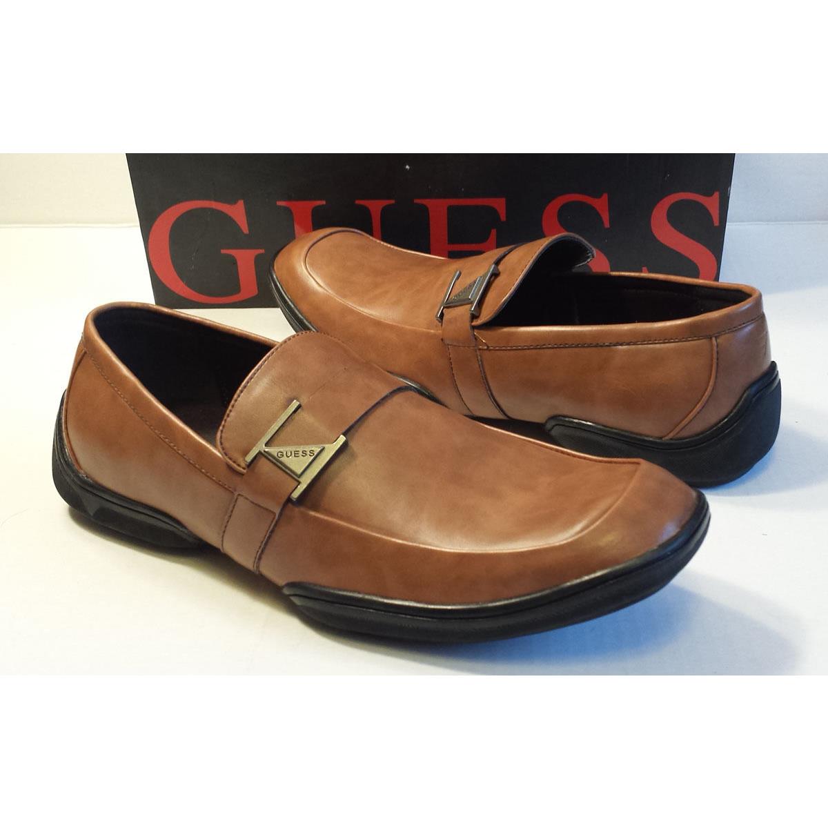 Guess Men Size 8.5 Loafers Brown Gmcarver Leather Slip On Shoes