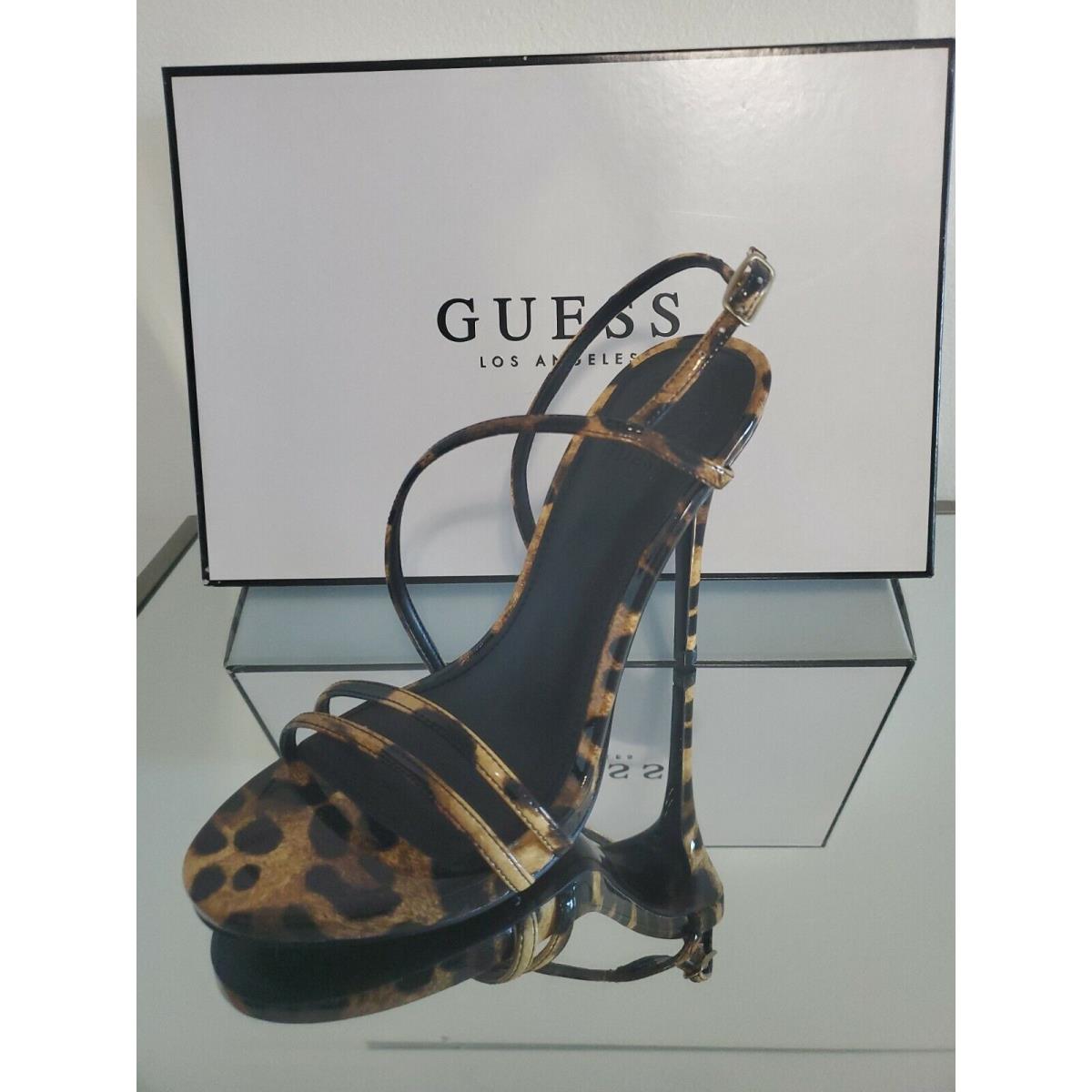 Guess Shoes GW Tilda Heel Sandal Pumps Patent Leather Animal Print 6