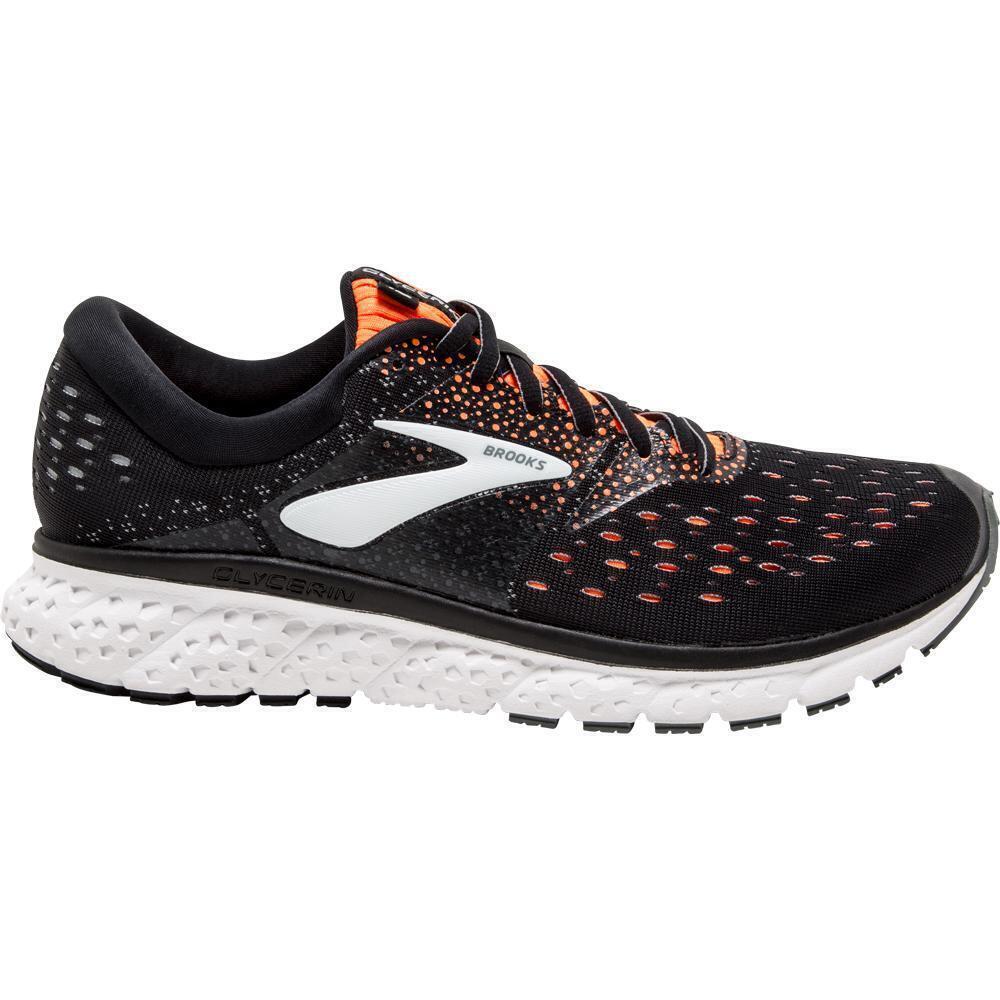 Brooks Men`s Glycerin 16 Comfortable Running Shoes Black/Orange/Grey