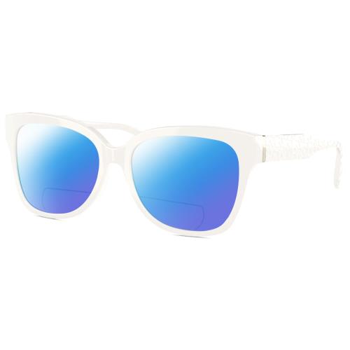 Michael Kors MK4091 Cat Eye Polarized Bifocal Sunglasses in White 52mm 41 Option Blue Mirror