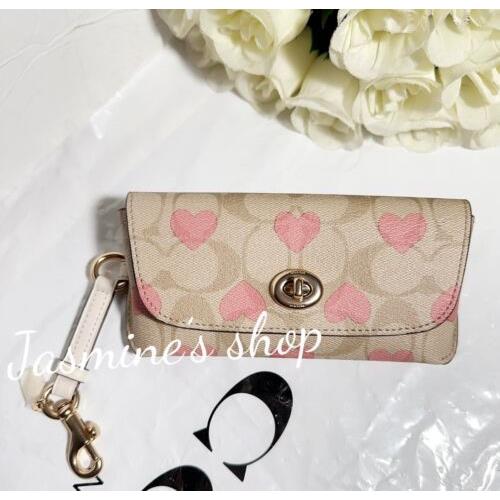 Coach Sunglass Case In Signature Canvas with Heart Print CP496