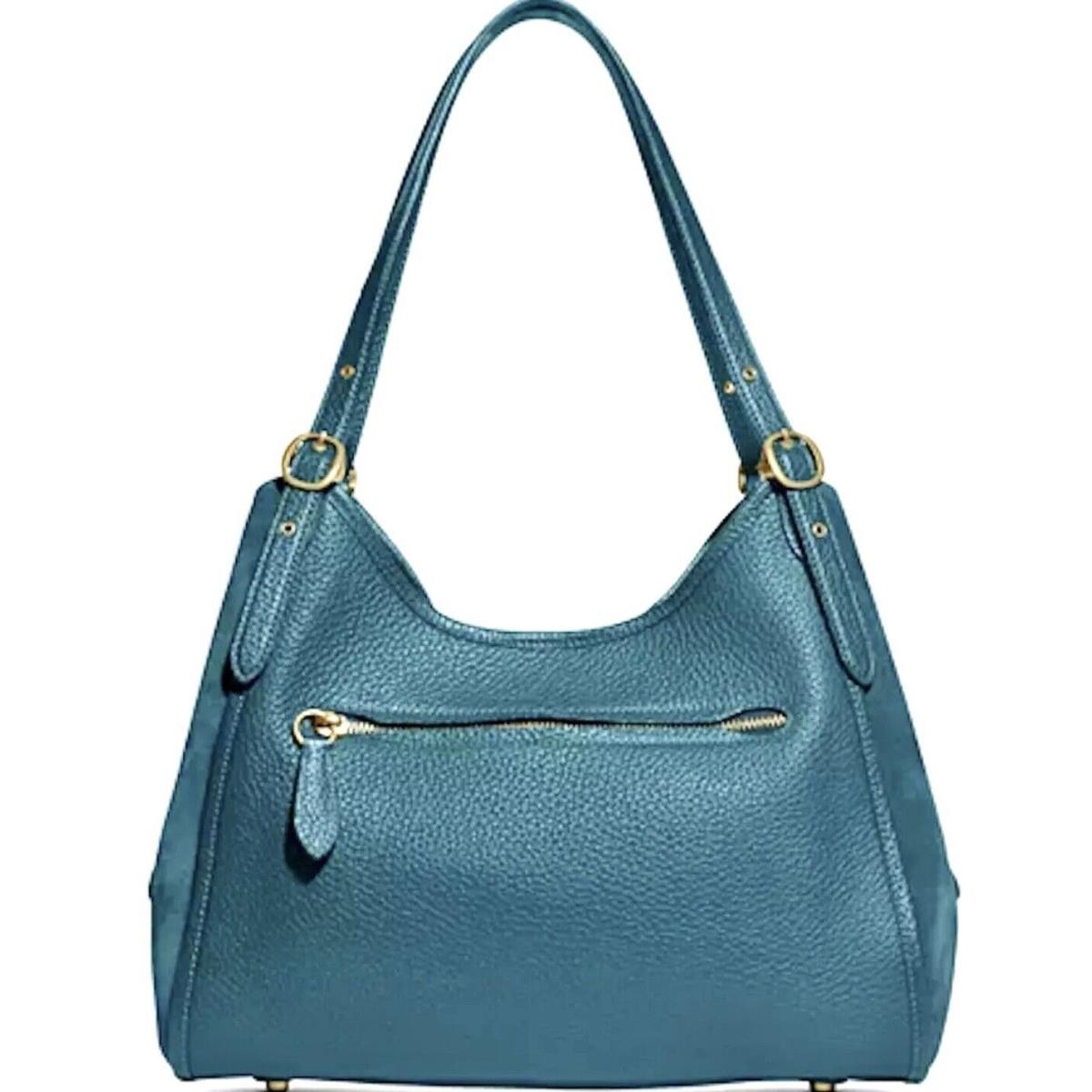 Coach Lori Mixed Leather Shoulder Bag Deep Turquoise/brass Dust Bag C5265