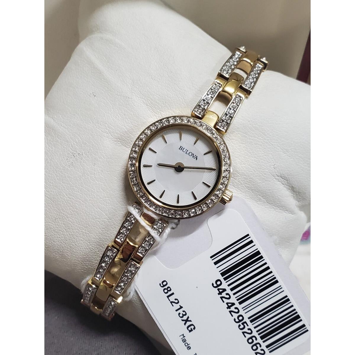 Bulova Women`s Quartz Mother of Pearl Stainless Steel Gold Watch 23MM 98L213