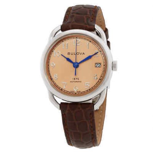 Bulova Commodore Automatic Ladies Watch 96M154 - Dial: , Band: Brown, Bezel: Silver-tone