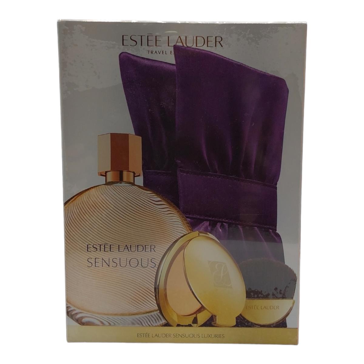 Estee Lauder Sensuous Gift Set Eau De Parfum Perfume Pressed Powder w Brush Bag