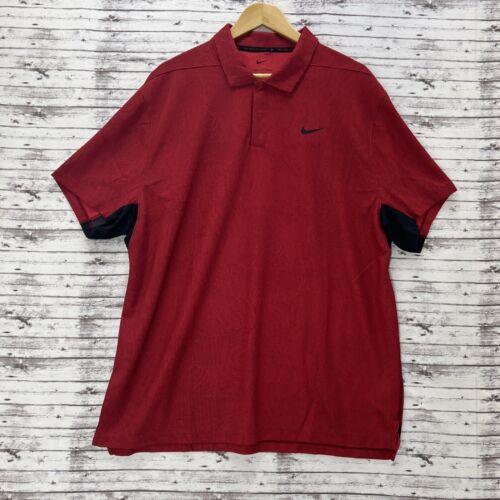 Nike Adv Tiger Woods Collection Golf Polo Shirt Men`s XL Red Dry-fit Limited