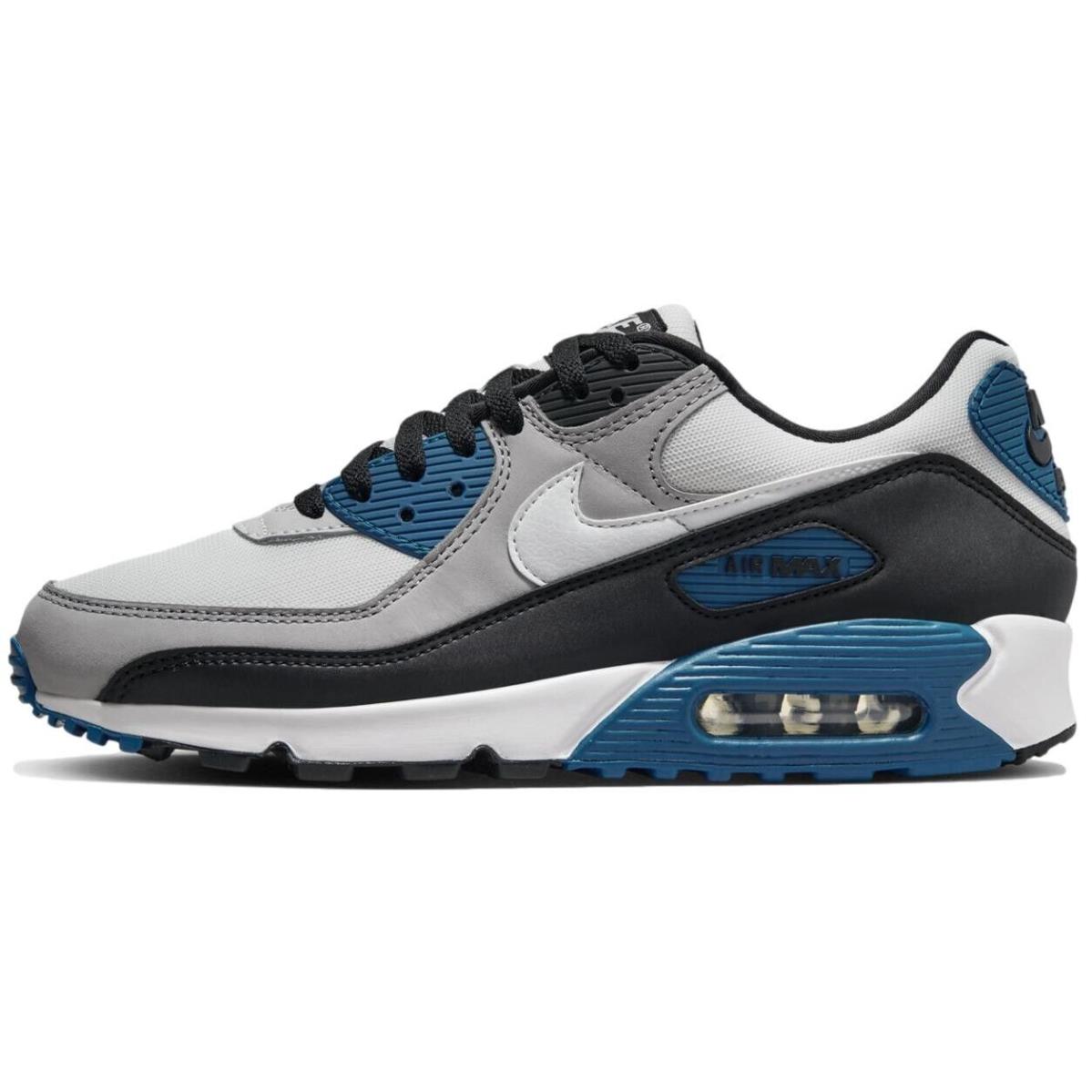 Size 12.5 - Nike Men`s Air Max 90 `black Teal Blue` Shoes FB9658-002 - Gray