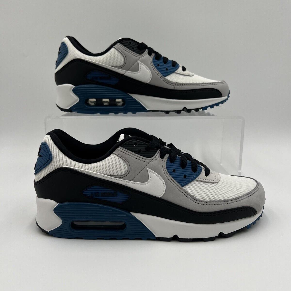 Nike Men`s Sz 10 Air Max 90 Grey Black White Blue Low Top Sneakers FB9658 002 - Blue