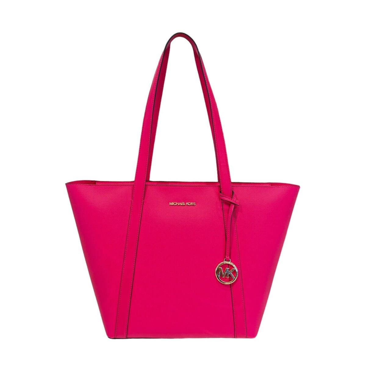 Michael Kors Pratt Large Top Zip Shoulder Tote Bag Electric Pink