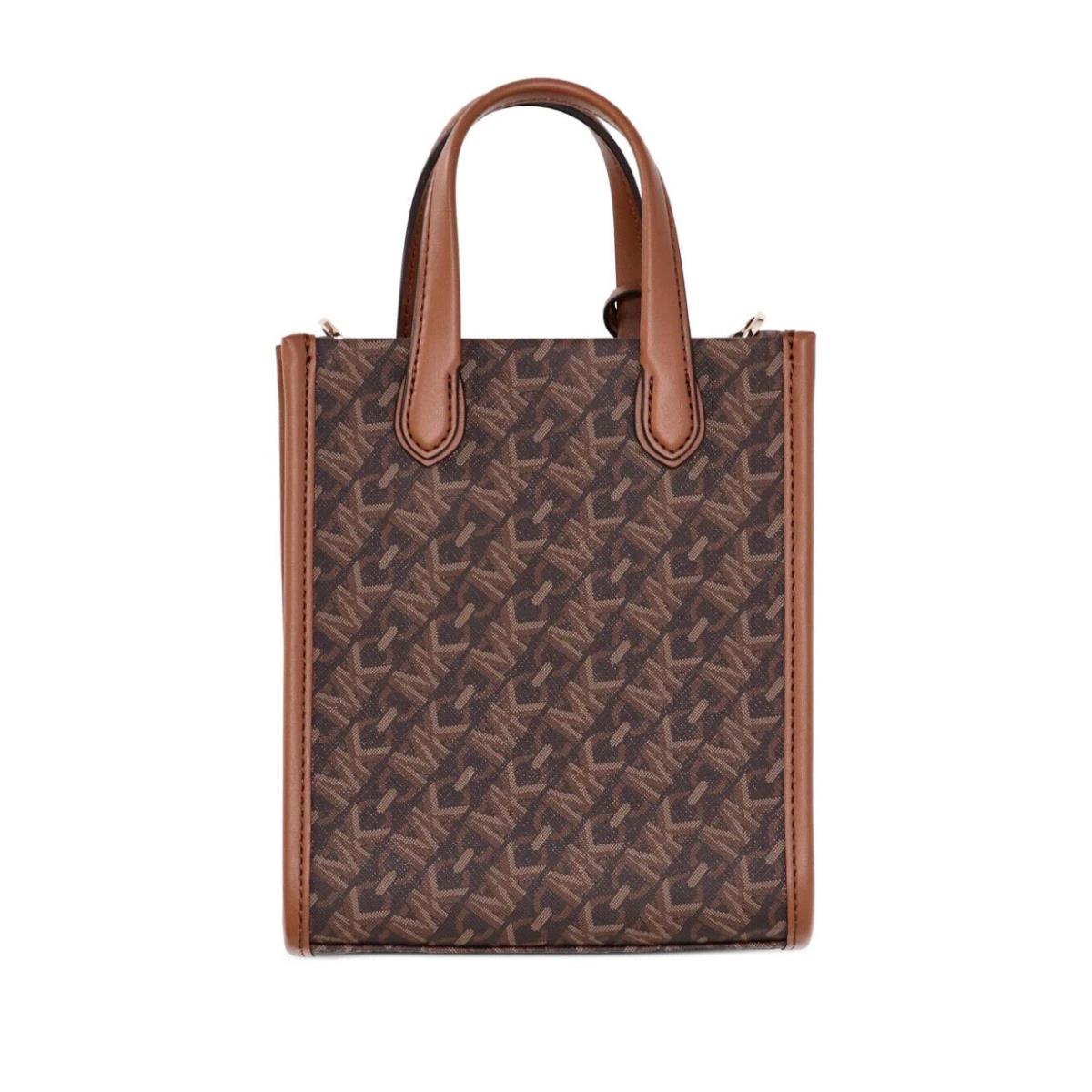 Michael Kors Women Tote Bag Gigi Xs Ns Shopper Logo Pattern Brown/luggage OS - Handle/Strap: Brown, Hardware: Gold, Exterior: Brown