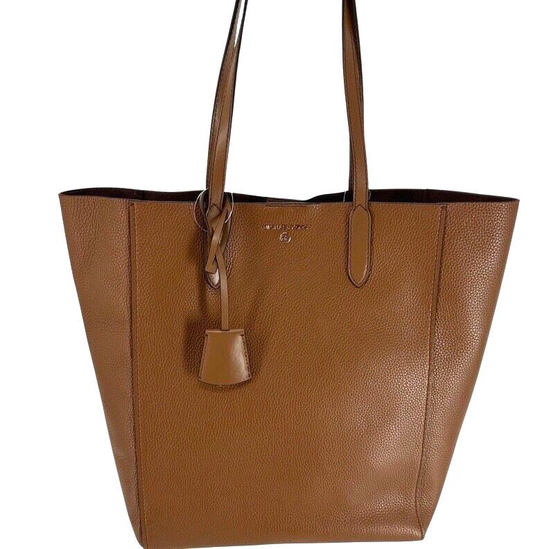 Michael Kors Sinclair Brown Luggage Pebble Leather Shopper Tote Handbag
