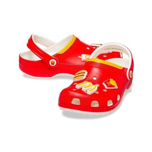 Mcdonald`s Red Yellow White X Crocs Classic Clog Size 10M 12W with Jibbets