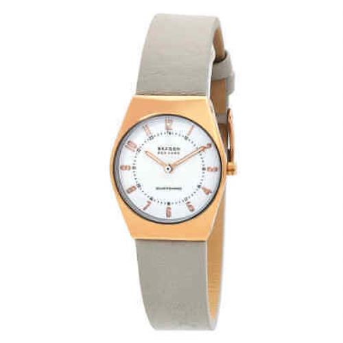 Skagen Grenen Lille Solar Powered White Dial Ladies Watch SKW3079 - Dial: White, Band: Greystone, Bezel: Rose Gold-tone
