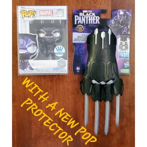 Funko Pop! Facet Funko Pop Marvel Black Panther 1187 + One Claw Toy + Pop Protector