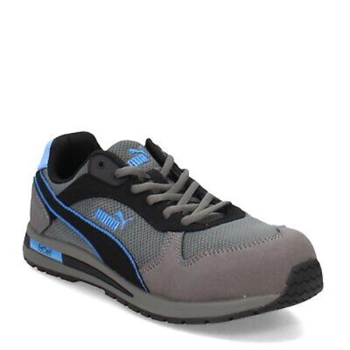 Men`s Puma Safety Frontside Low Work Shoe 643035 Grey Blue Mesh Microfiber
