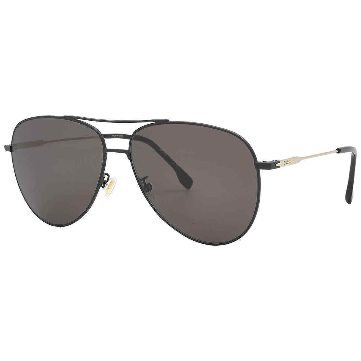 Hugo Boss Boss 1558/O/F/S 0I46 IR Sunglasses Matte Black Gold Frame Grey