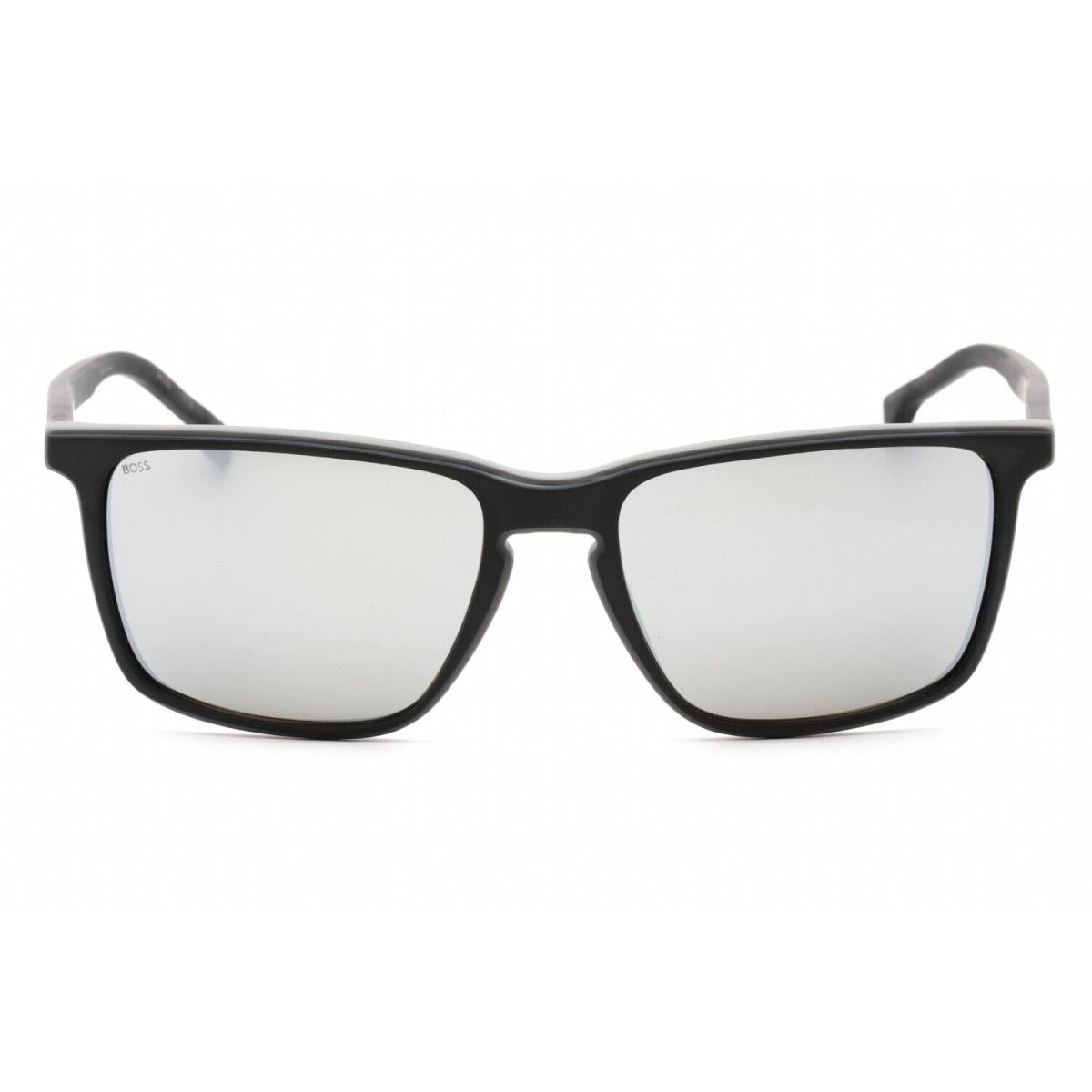 Hugo Boss 1556/O/S 0O6W T4 Sunglasses Matte Black Grey Frame Silver Mirror - Frame: Matte Black, Lens: Gray