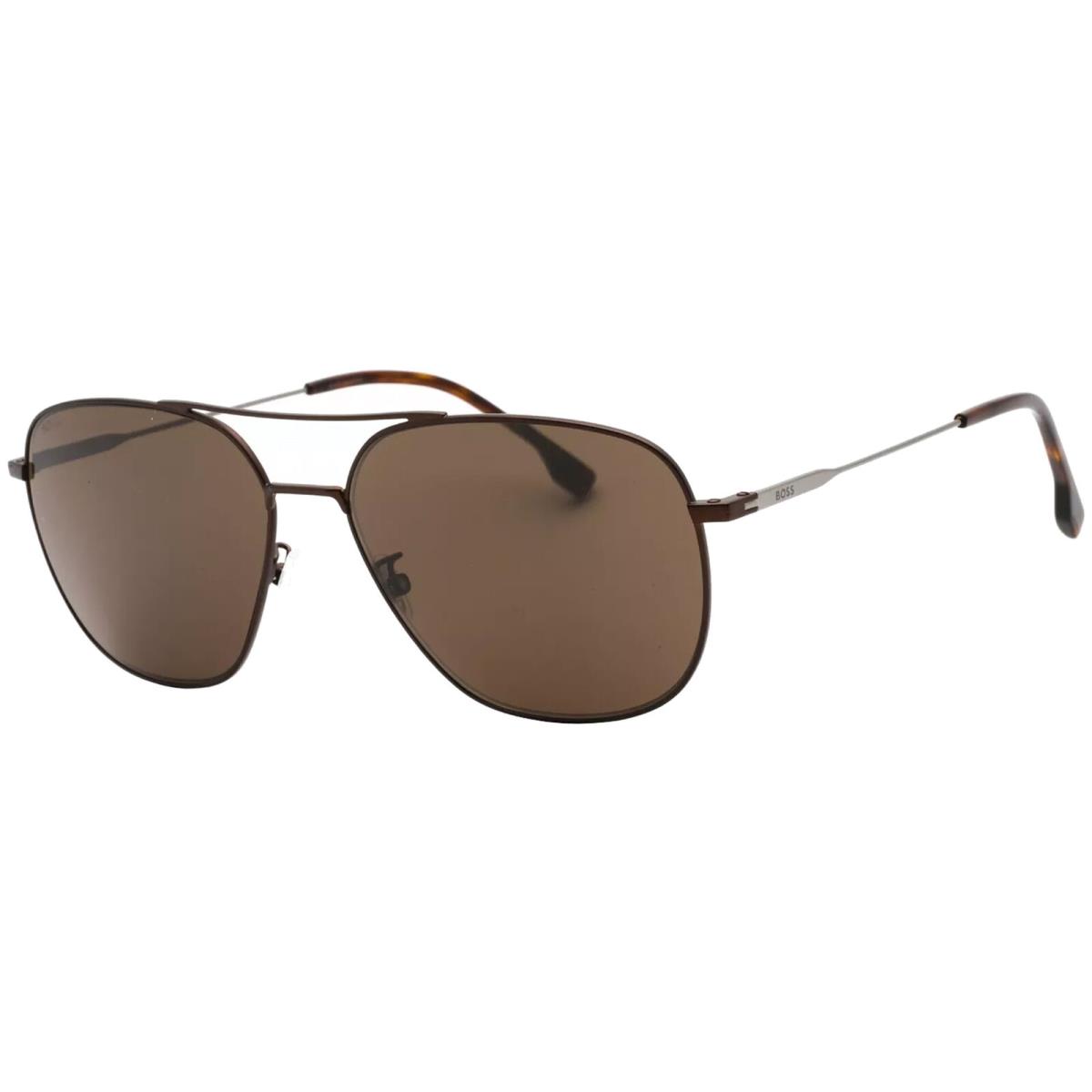 Boss By Hugo Boss Men`s Matte Brown Aviator Sunglasses - 1557OFS 01OT 70 - Frame: Matte Brown, Lens: Brown