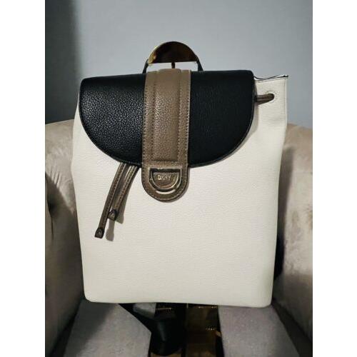 Dkny Donna Karan Large Dani Cream Black Gray Color Block Backpack Shoulder Bag