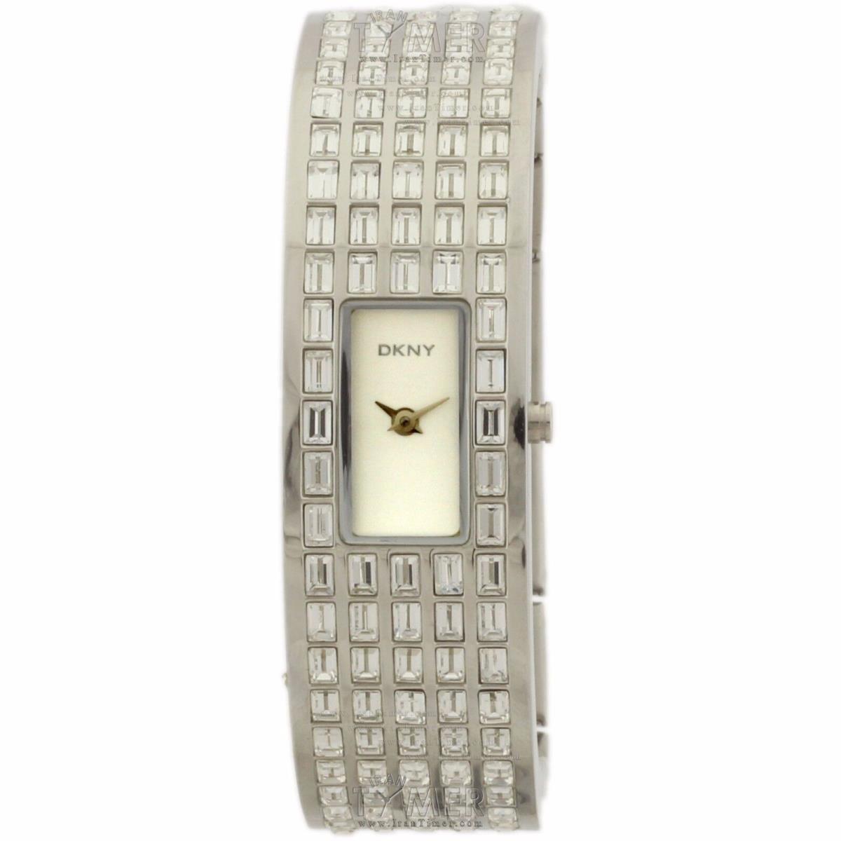 New Dkny Silver Tone Crystal Pave Stainless Steel Bracelet Cuff Watch NY8297