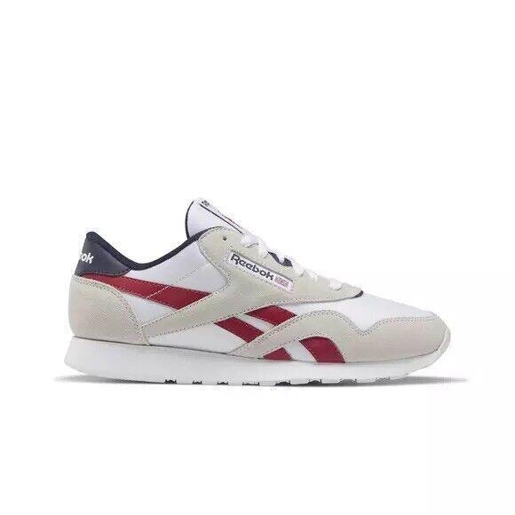 Men Reebok Classic Nylon Running Shoes Sneakers White Navy Blue Red 9274