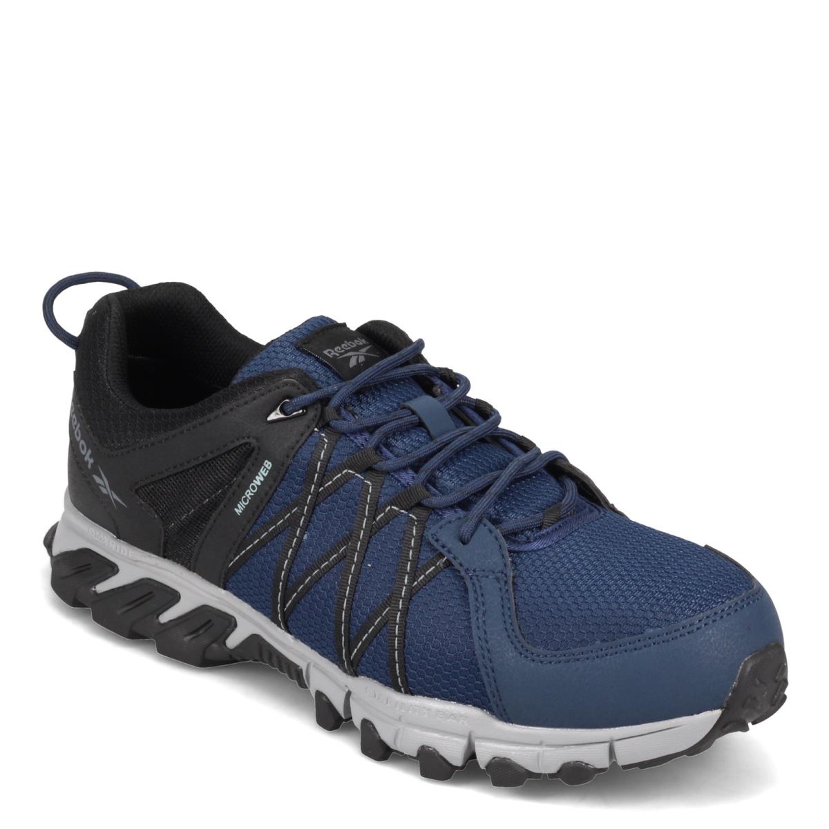 Men`s Reebok Work Trail Grip Low Work Shoe RB3403 Navy/black/grey Synthetic W