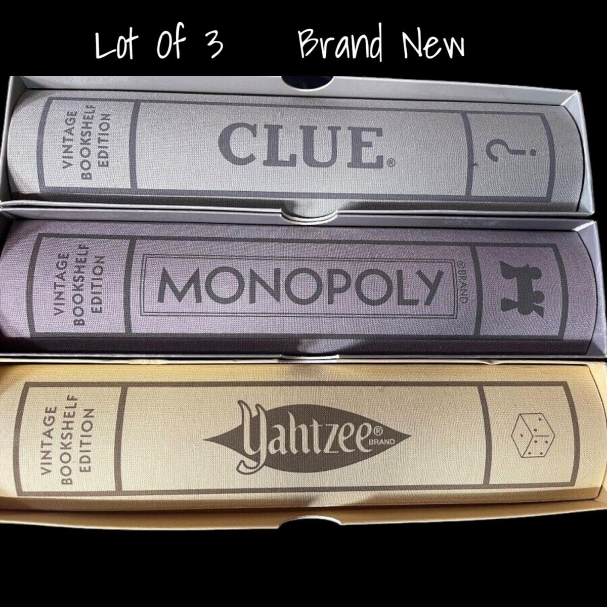Vintage Bookshelf Games Board Games Clue Yahtzee Monopoly X 3