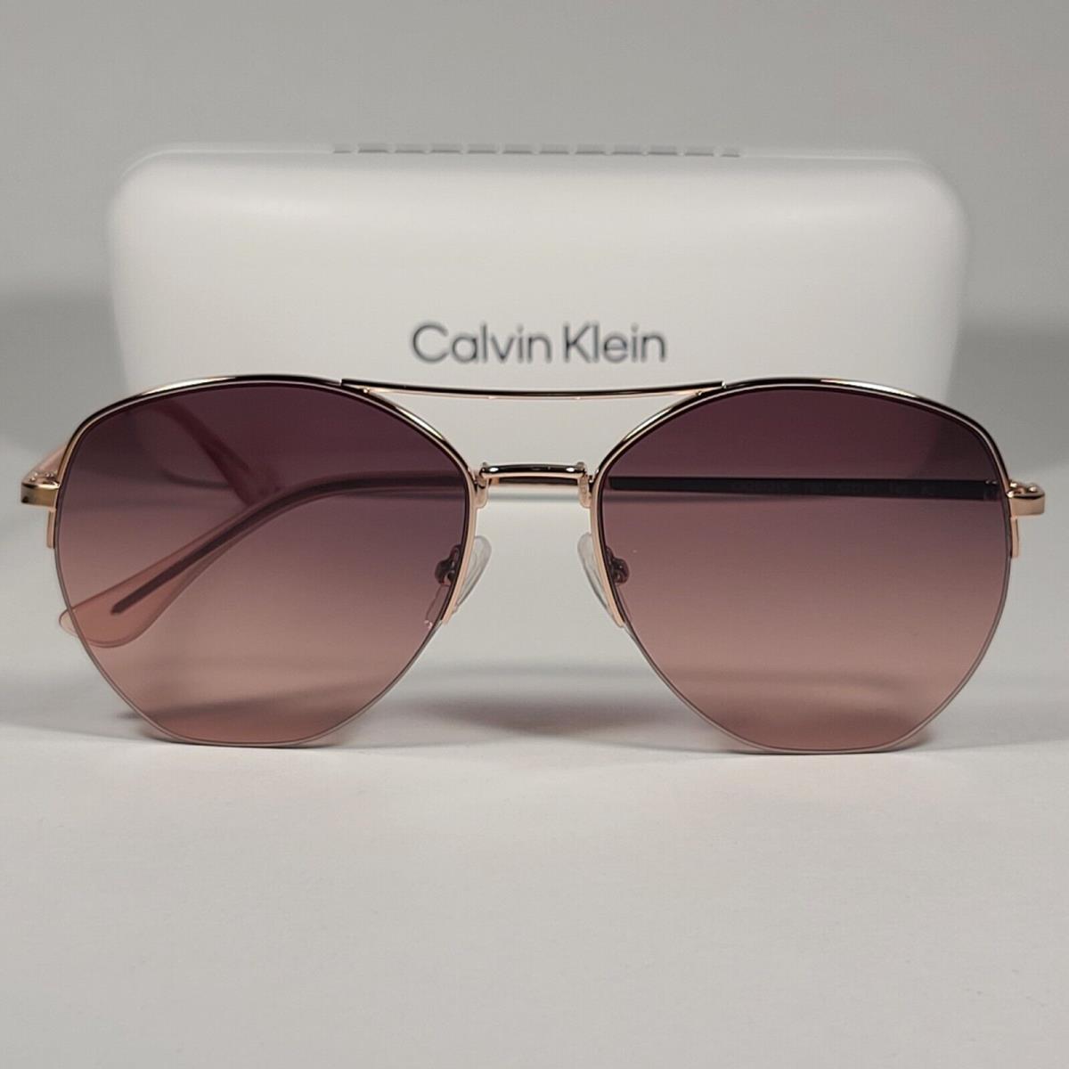 Calvin Klein Half Rim Aviator Sunglasses CK20121S 780 Rose Gold Frame and Lens