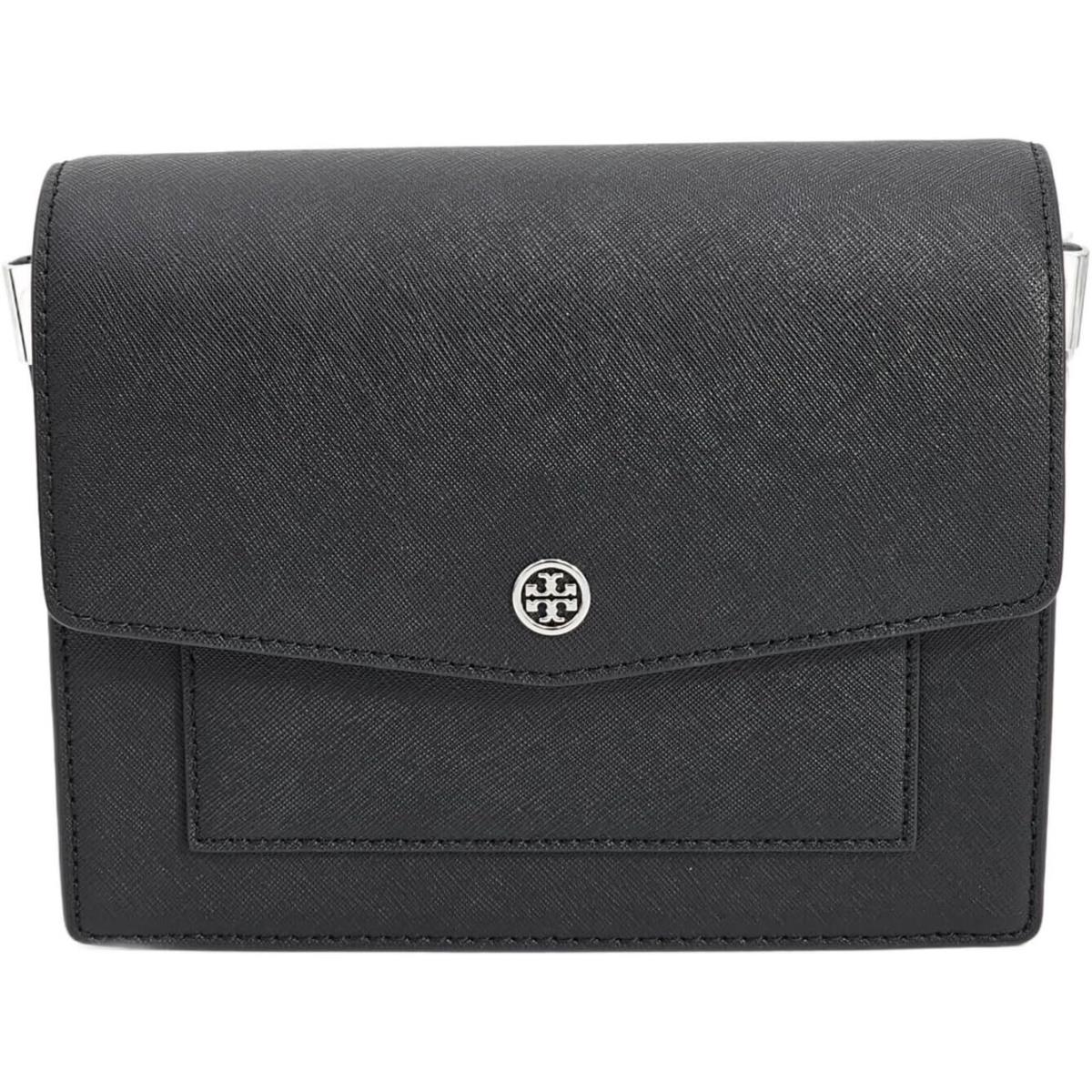 Tory Burch 154317 Robinson Black with Silver Hardware Womens Shoulder Bag