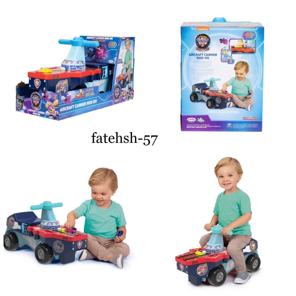 Paw Patrol Aircraft Carrier Ride on with Two Launchable Jet Vehicles Multicolor