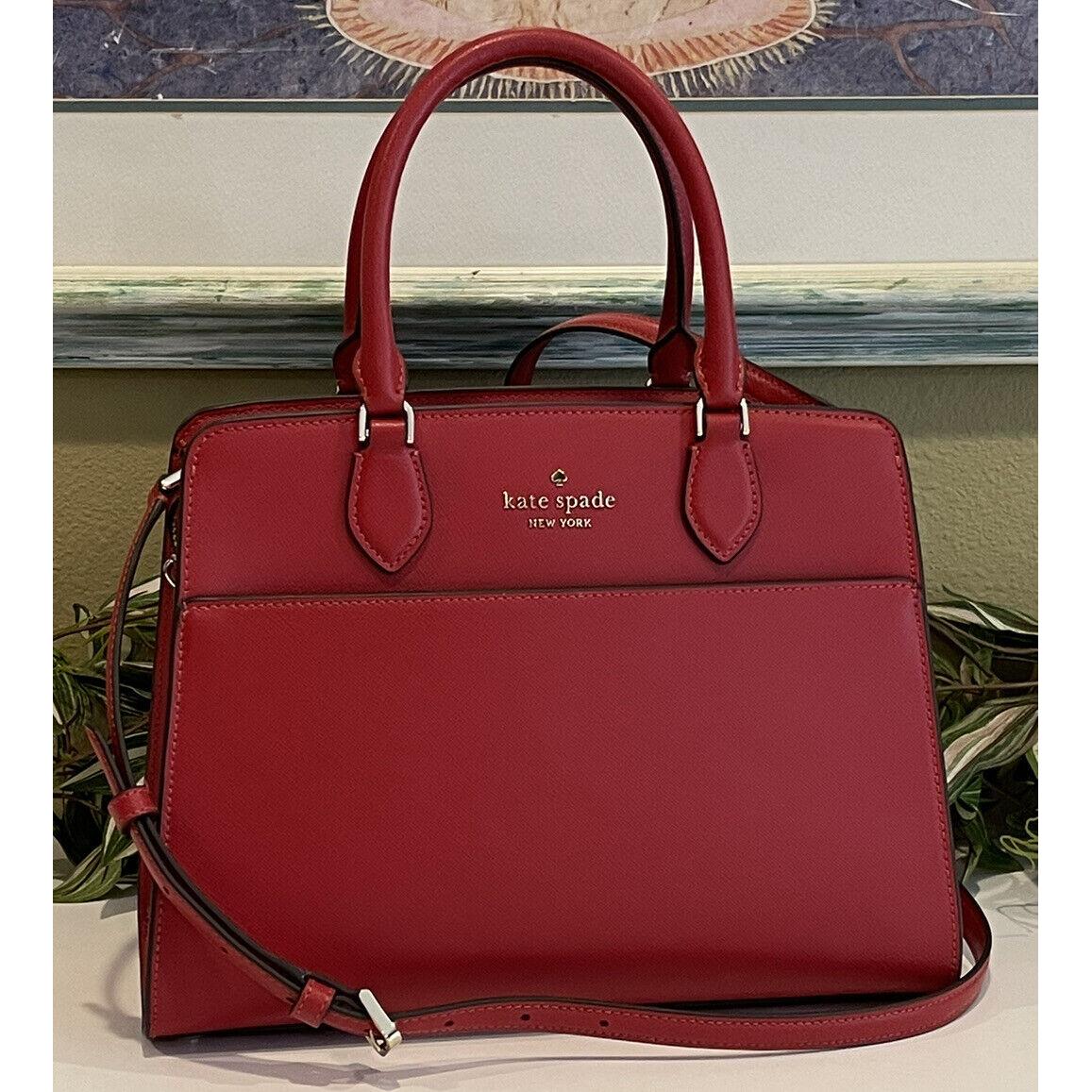 KATE SPADE MADISON MEDIUM SATCHEL SHOULDER BAG TOTE RED CANDIED CHERRY  LEATHER
