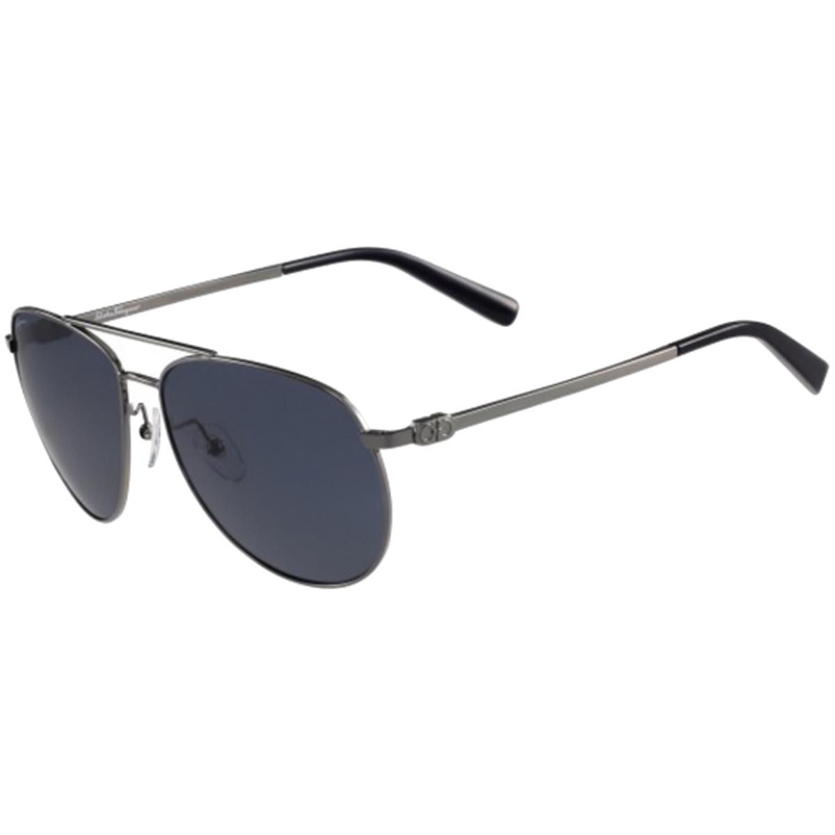 Salvatore Ferragamo Men`s Classic Aviator Sunglasses - SF157S - Made In Italy Dark Gun/Blue (015)