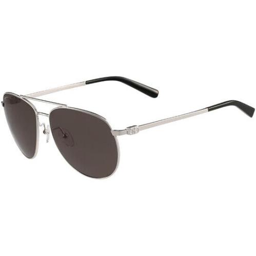 Salvatore Ferragamo Men`s Classic Aviator Sunglasses - SF157S - Made In Italy Silver-Tone/Brown (045)