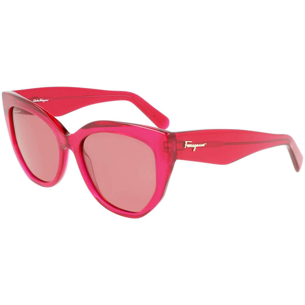 Salvatore Ferragamo Women`s Transparent Red Cat Eye Sunglasses SF1061S 613 Italy