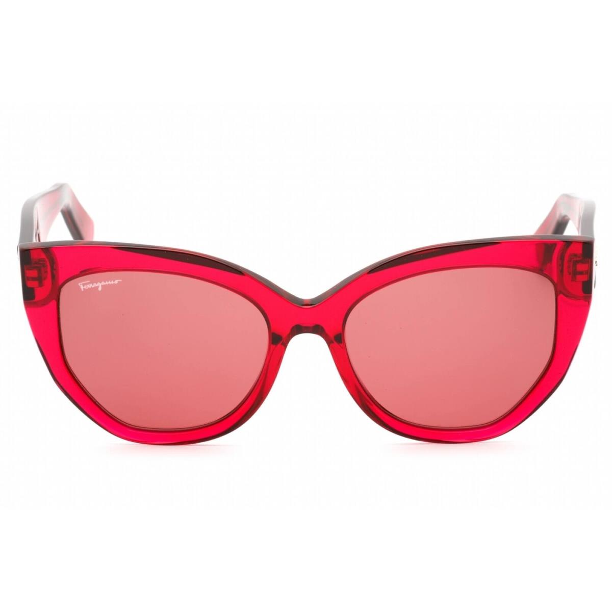 Salvatore Ferragamo Women`s Sunglasses Transparent Red Cat Eye Frame SF1061S 613