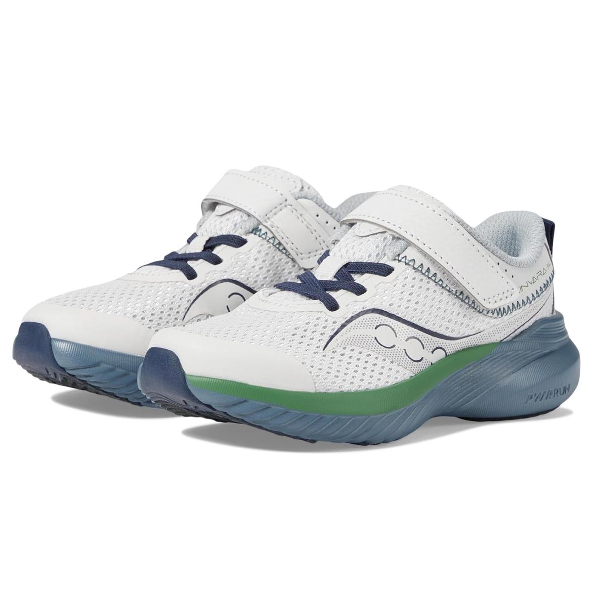 Children Unisex Shoes Saucony Kids Kinvara 14 A/c Little Kid/big Kid Grey/Blue/Green