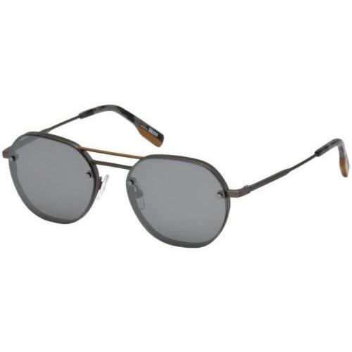 Ermenegildo Zegna EZ0105 Sunglasses - Shiny Gumetal Frame Smoke Mirror Lenses