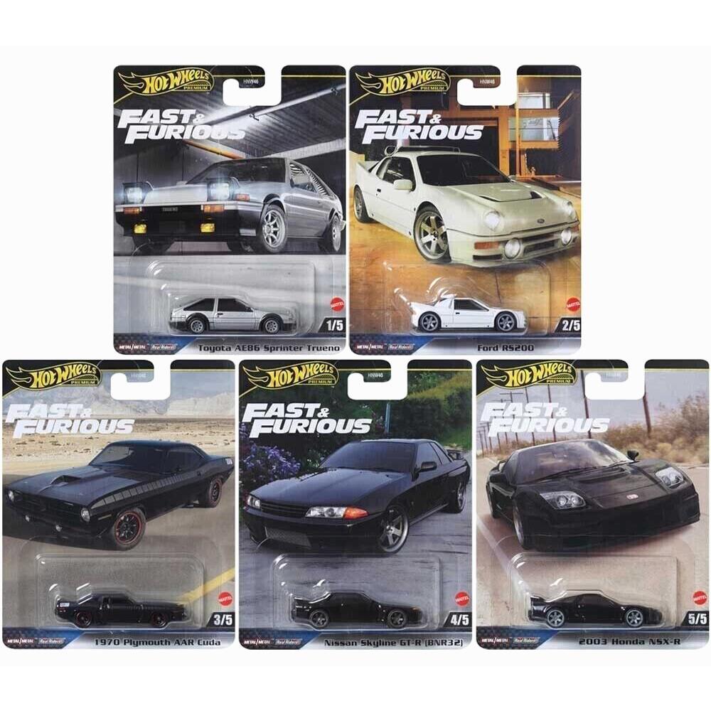 Hot Wheels 2024 Premium Fast Furious E Case Set of 5 Cars HNW46-956E