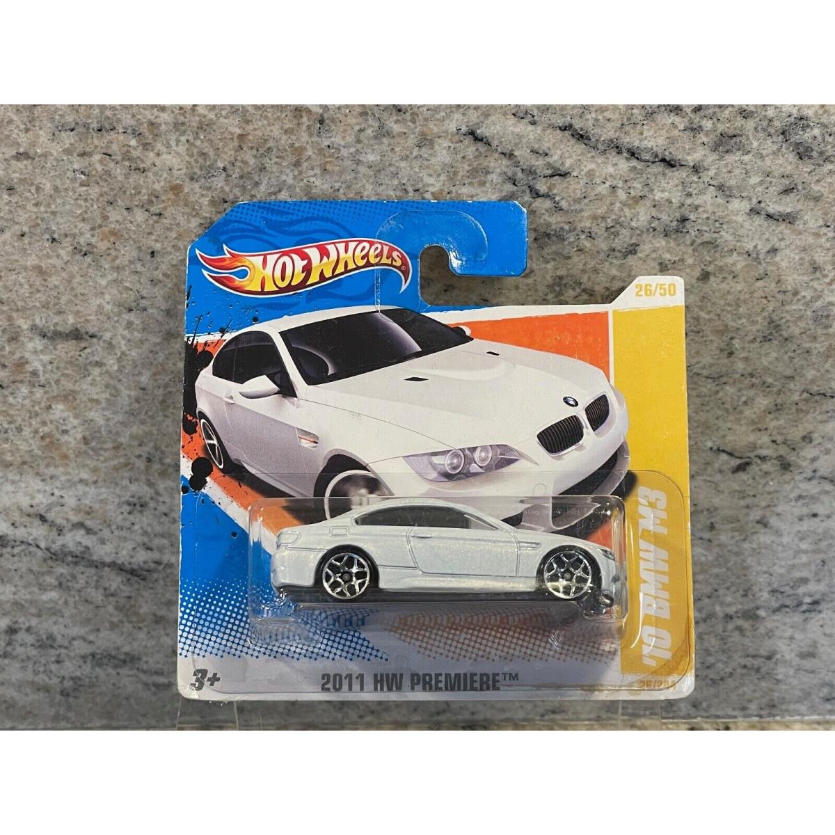 2011 Hot Wheels Short Card - HW Premiere - White `10 Bmw M3