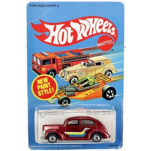 Hot Wheels Vintage Fat Fendered `40 9523 Never Removed From Pack 1982 Red 1:64