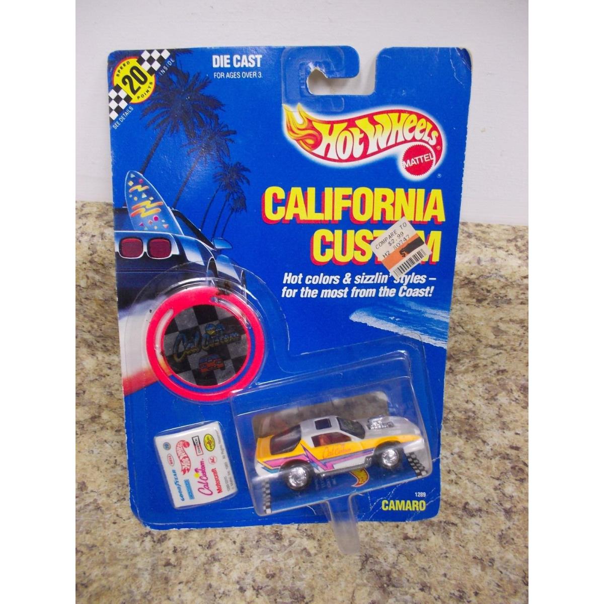 Hot Wheels California Custom Camaro Car w/ Pink Disk Vintage Nip In Pack