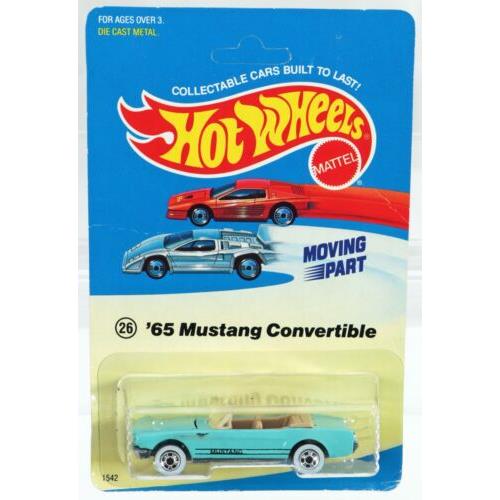 Hot Wheels `65 Mustang Convertible Experimental Card 1542 Nrfp 1988 Lt.blue 1:64