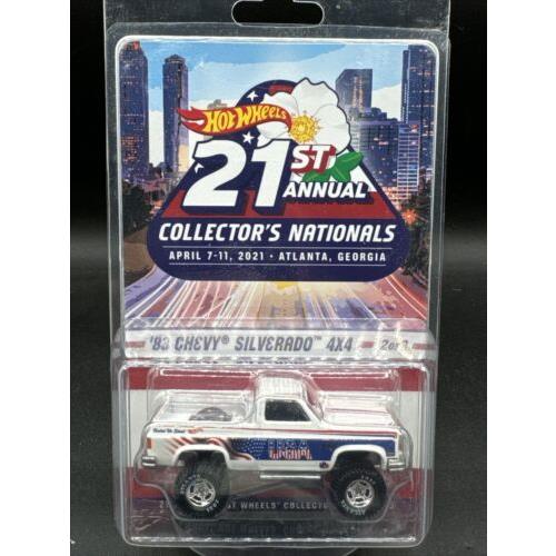 2021 Hot Wheels White 83 Chevy Silverado 4x4 2/3 21st Nationals Convention