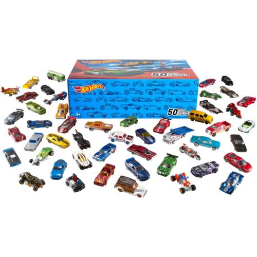 Hot Wheels 50-Pack Toy Cars Trucks 1:64 Scale Vehicles Individually Packaged