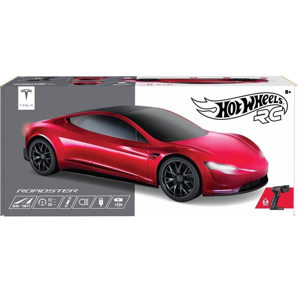 Hot Wheels Tesla Roadster Red Remote Control RC 2.4 Ghz Toy 1:10 Rare