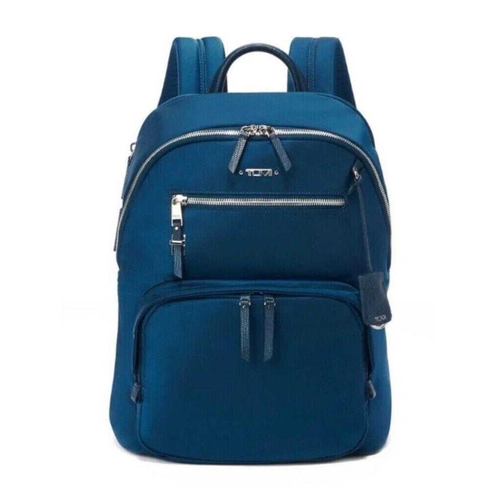 Tumi Voyageur Hilden 13.5 Laptop Compart Backpack Turquoise Blue Silver Hardwre