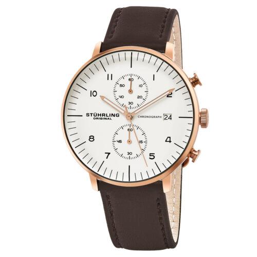 Stuhrling Vitesse Chronograph Classic Easy Read Dial Rose Brown Mens Watch
