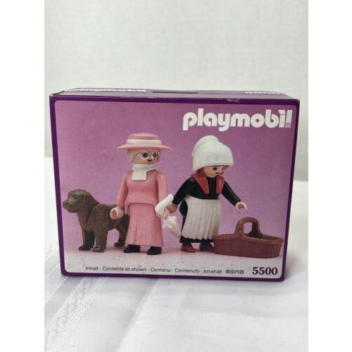 Vtg Playmobil 5500 Victorian Mansion Old Woman with Maid and Dog Nos