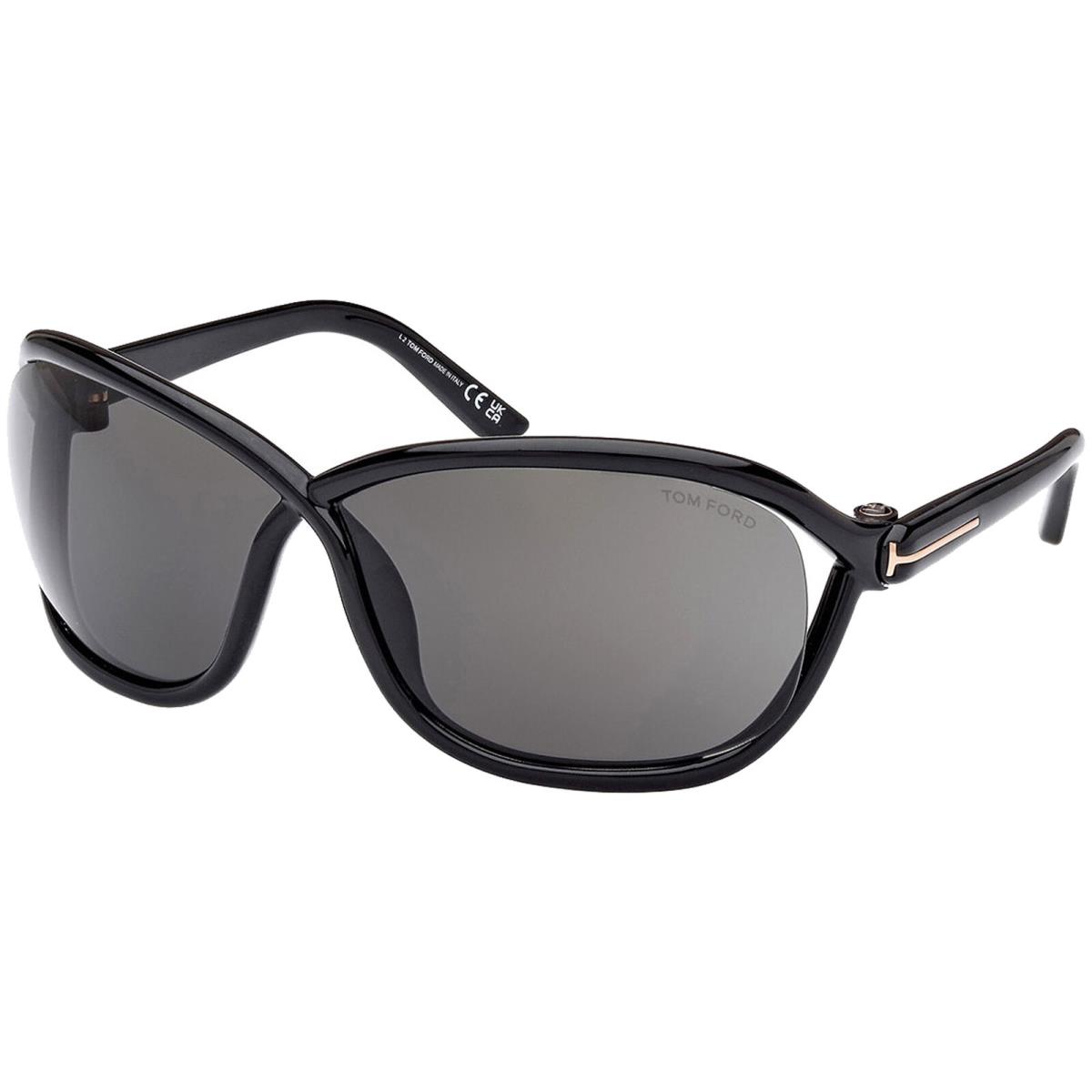 Tom Ford Fernanda Women`s Cutaway Butterfly Wrap Sunglasses - FT1069 - Italy Shiny Black/Smoke (01A-68)