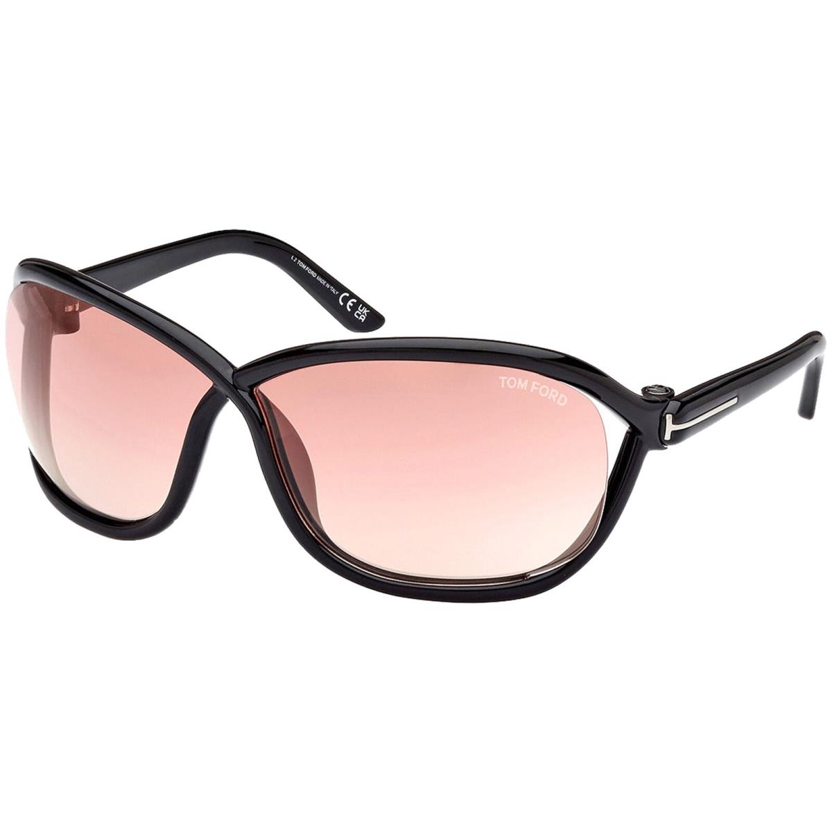 Tom Ford Fernanda Women`s Cutaway Butterfly Wrap Sunglasses - FT1069 - Italy Shiny Black/Violet-Peach (01Z-68)